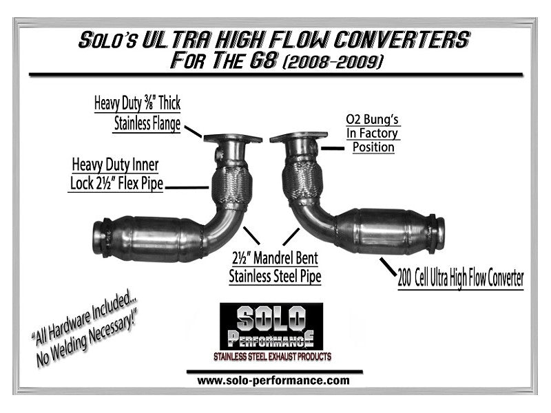 Solo Performance - Pontiac G8 GT/GXP Ultra High Flow Converters (2008-2009)