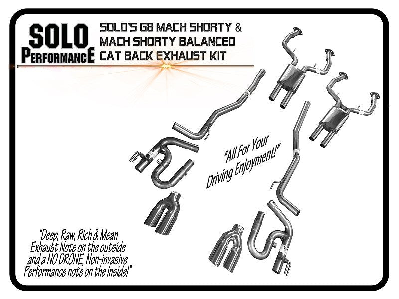 Solo Performance - Pontiac G8 GT/GXP Mach Shorty Cat Back Exhaust Kit (2008-2009)