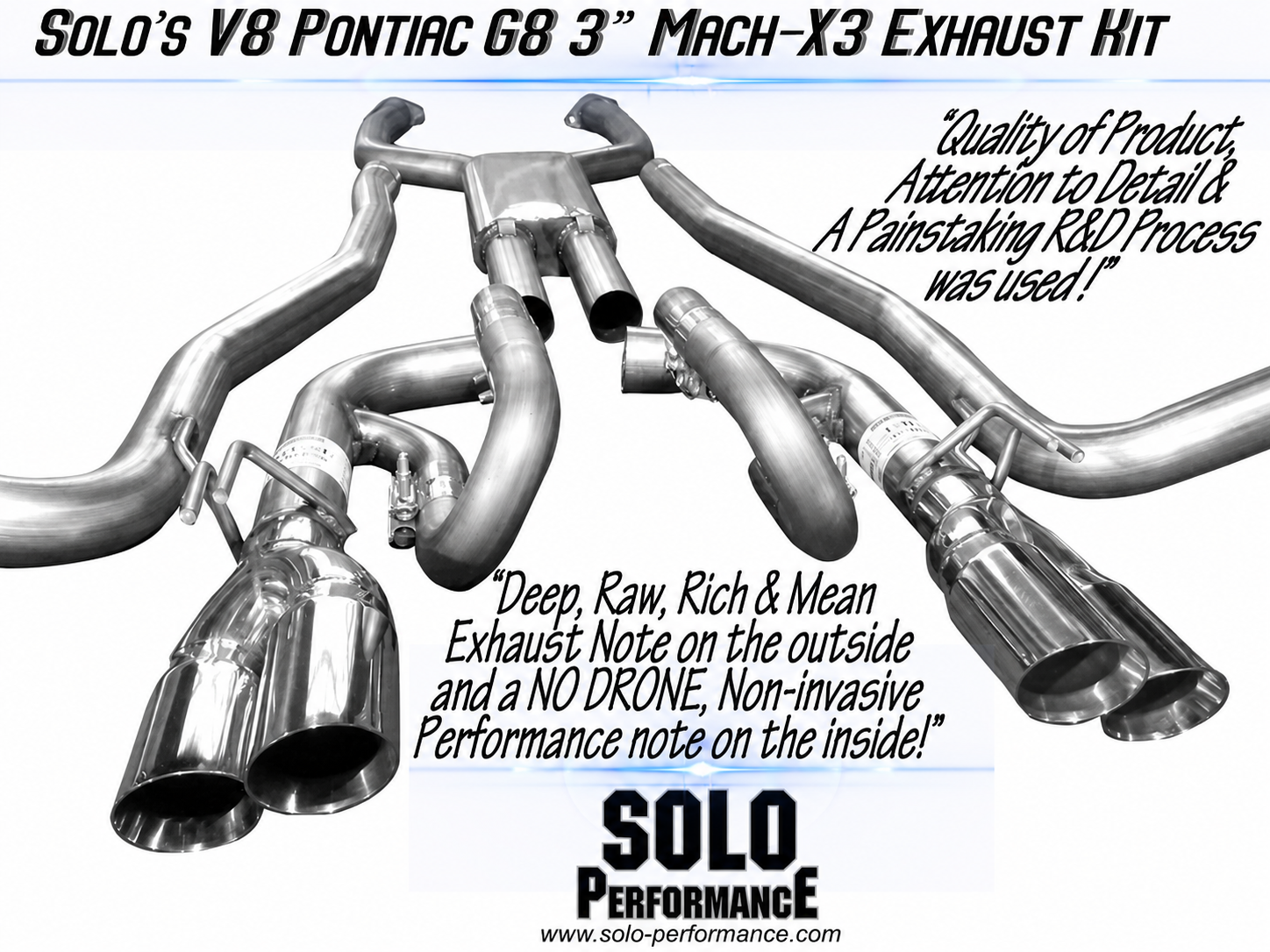 Solo Performance - Pontiac G8 GT/GXP 3" Mach-X3 Cat Back Exhaust Kit (2008-2009)